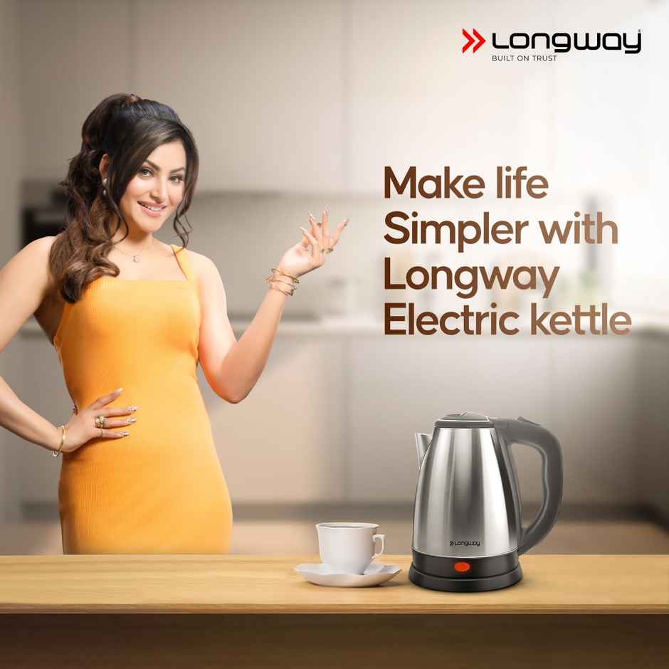 Longway Kestro 2L Electric Kettle with Water Bottle Combo | 1500W | 2 Year Warranty | Silver Black