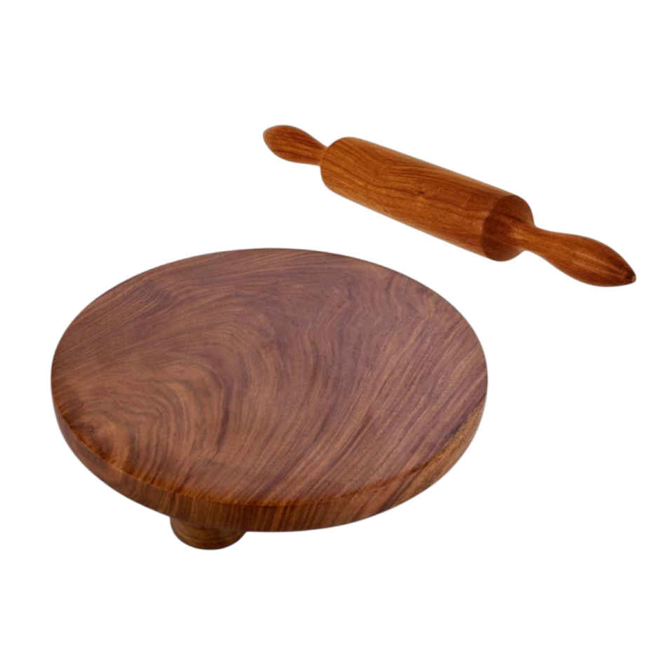 Embassy Wooden Polpat & Rolling Pin (Chakla Belan), 27 cms, Size 11, Premium Material
