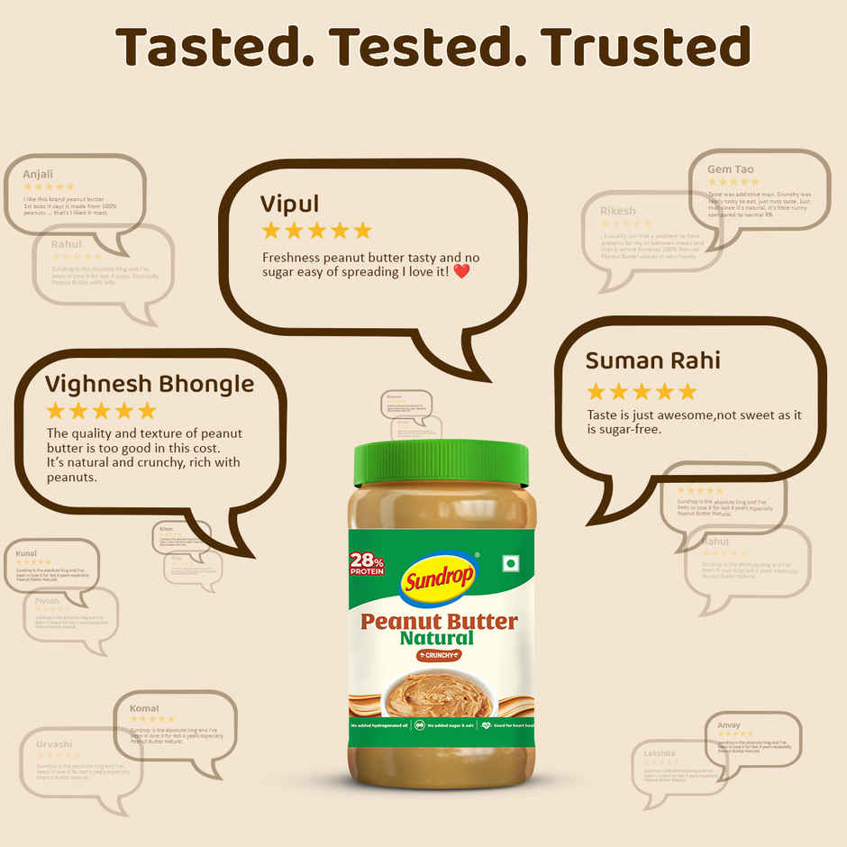 Sundrop Peanut Butter Natural | Crunchy | With 28% Protein