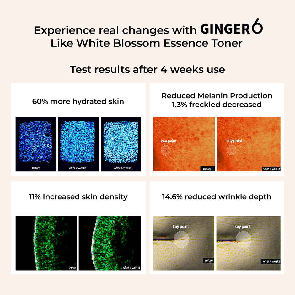 GINGER6 White Blossom Toner | 86% Ginger Water, Brightening, Anti-Aging, Niacinamide, Peptides,Vegan
