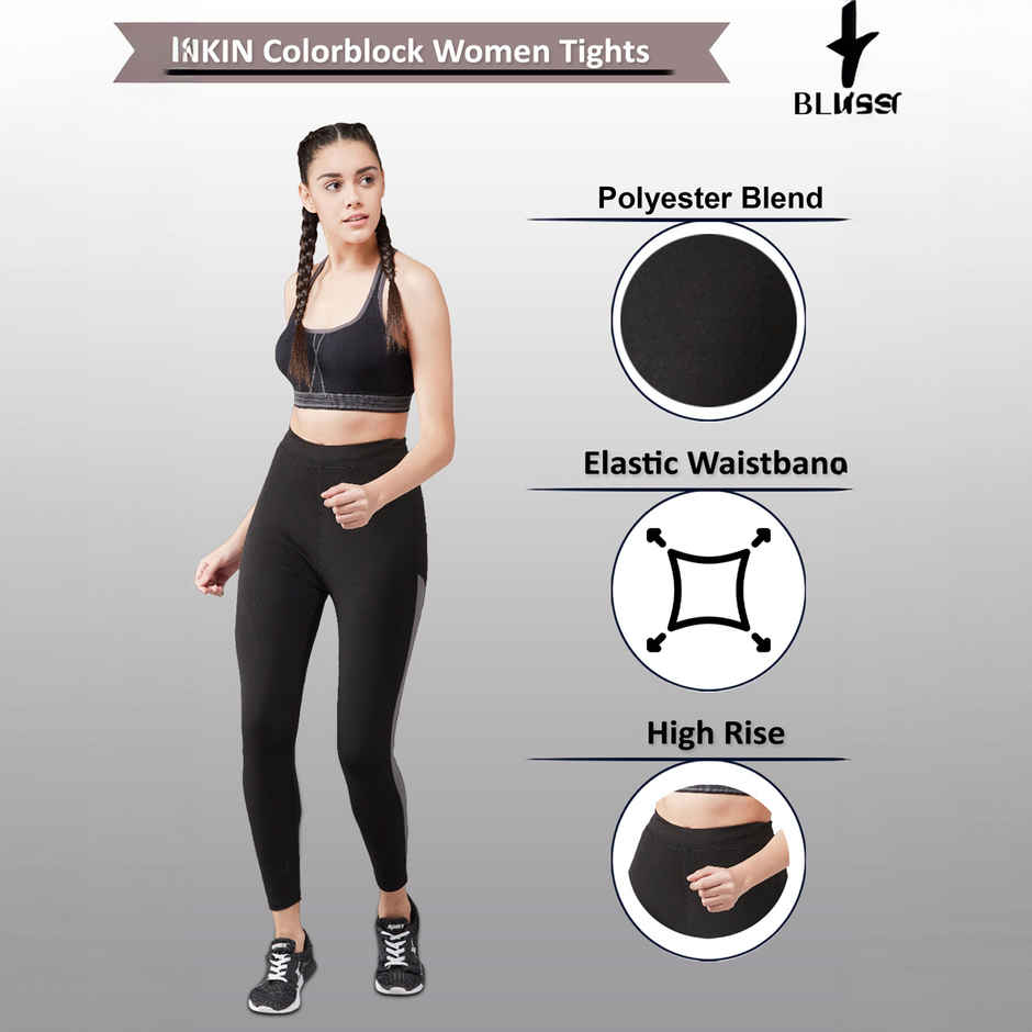 Blinkin Women's Gym Tights & Pants - Black | Grey | Active Wear | Yoga Pants | M