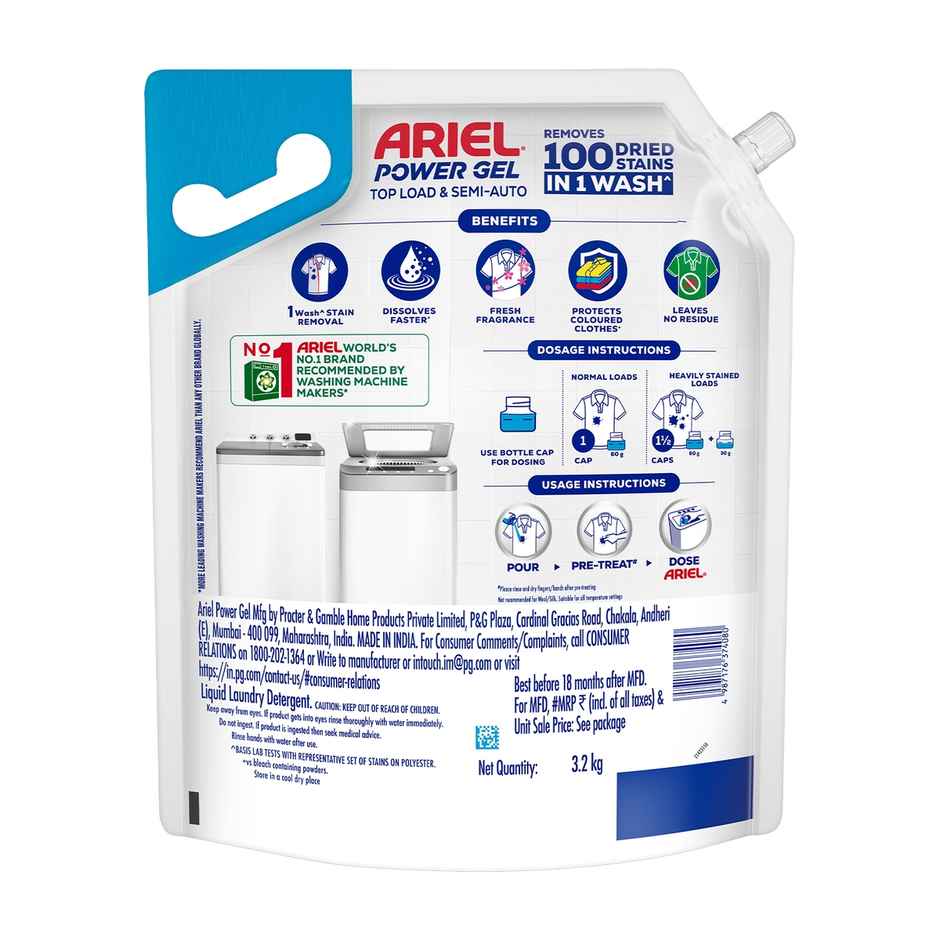 Ariel Power Gel Liquid Detergent for Top load washing machine