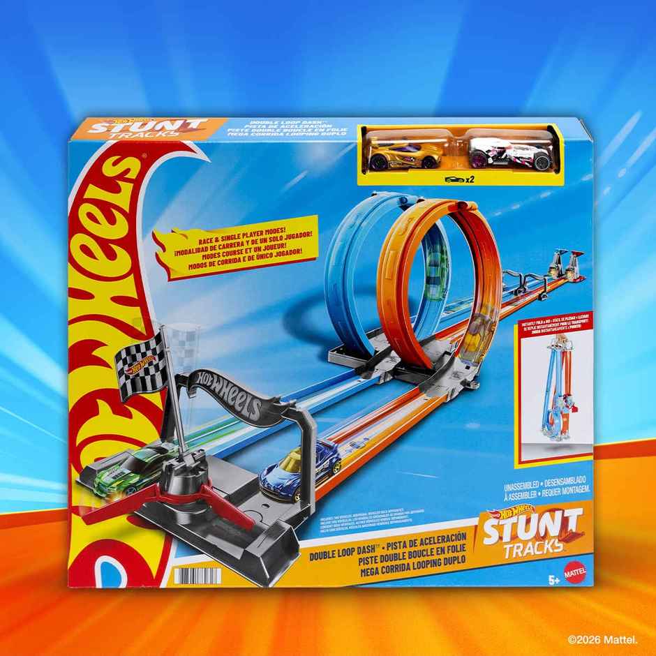 Hot Wheels Double Loop Dash Trackset with 2 Vehicles