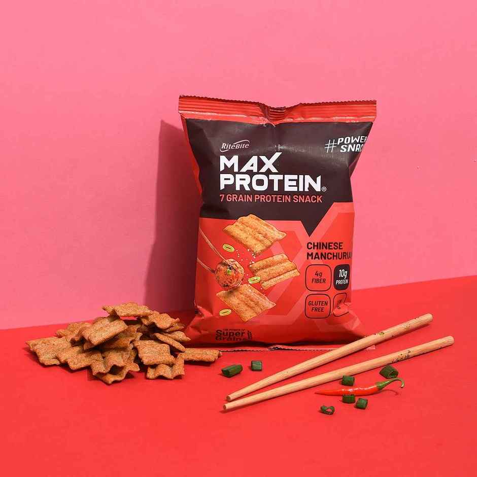 RiteBite Max Protein Chinese Manchurian 10 G Multigrain Protein Chips, Healthy Snacks & Munchies