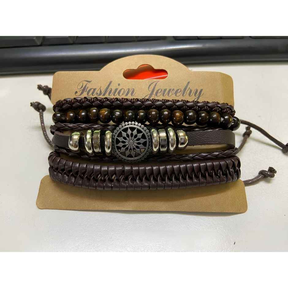 Fashion Frill Men's Multi Strand Bracelet Black Adjustable