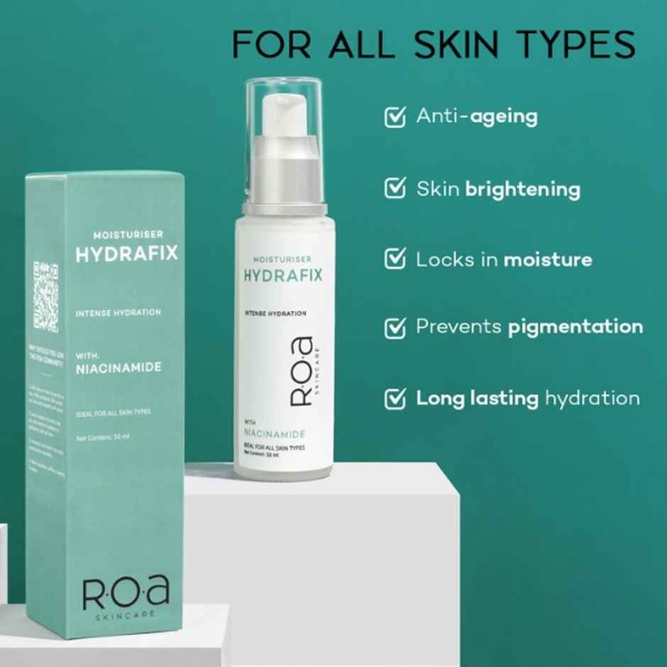 R.O.A Skincare Hydrafix moisturizer for dry skin face with Niacinamide, Ceramides and Peptides