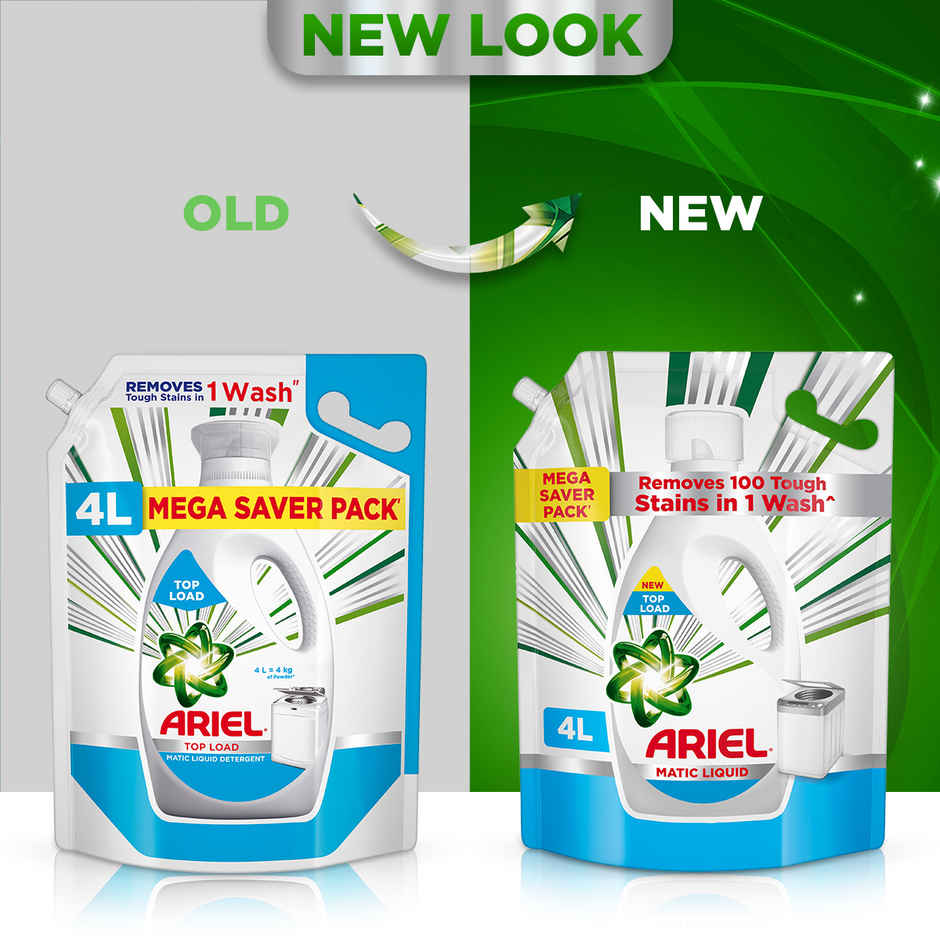 Ariel Stain Removal Top Load Washing Machine Detergent Liquid (4L) & Godrej Fab Machine & Hand Wash Detergent Liquid Refill Pouch (950ml) Combo  