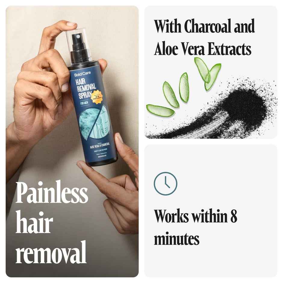 Bold Care Hair Removal Spray With Aloe Vera & Lemon Extract (200g) & Bold Care Aqua Rush Intimate Wash For Men With Tea Tree Oil And Aloe Vera Extract (120ml) Combo