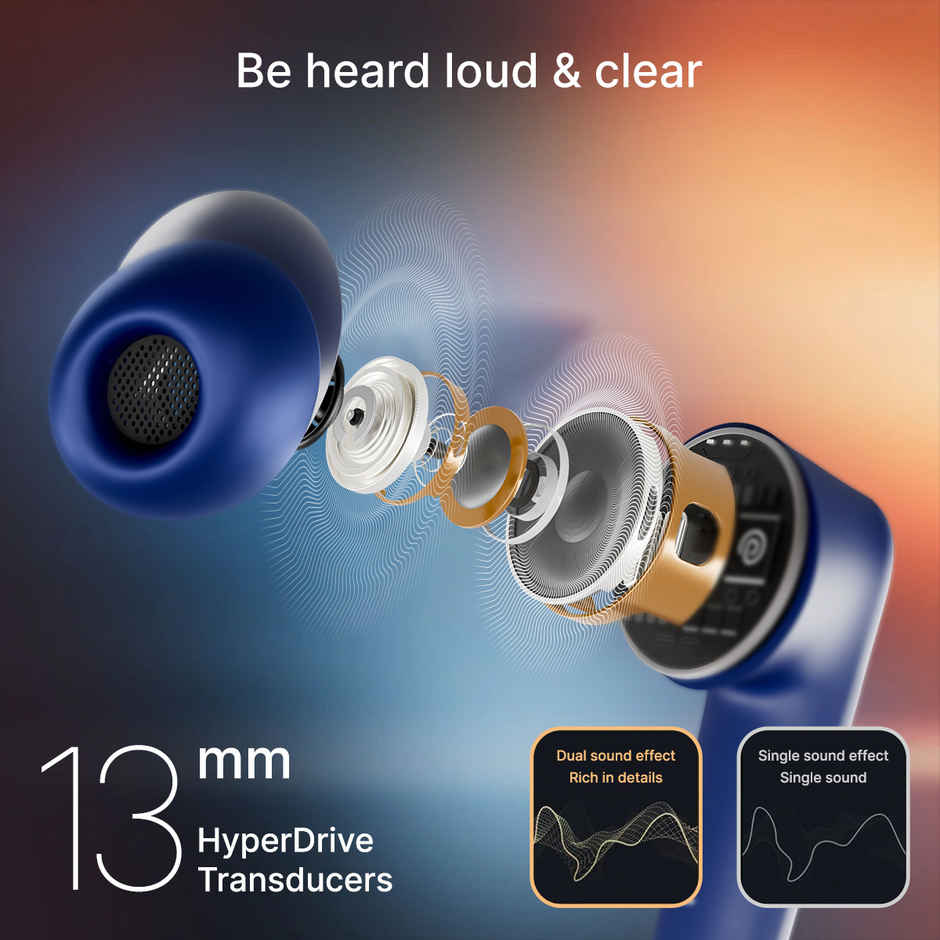 pTron Bassbuds Spark TWS Earbuds w 40hrs Playtime, Clear Calls, Pristine Audio and PX5 | Blue