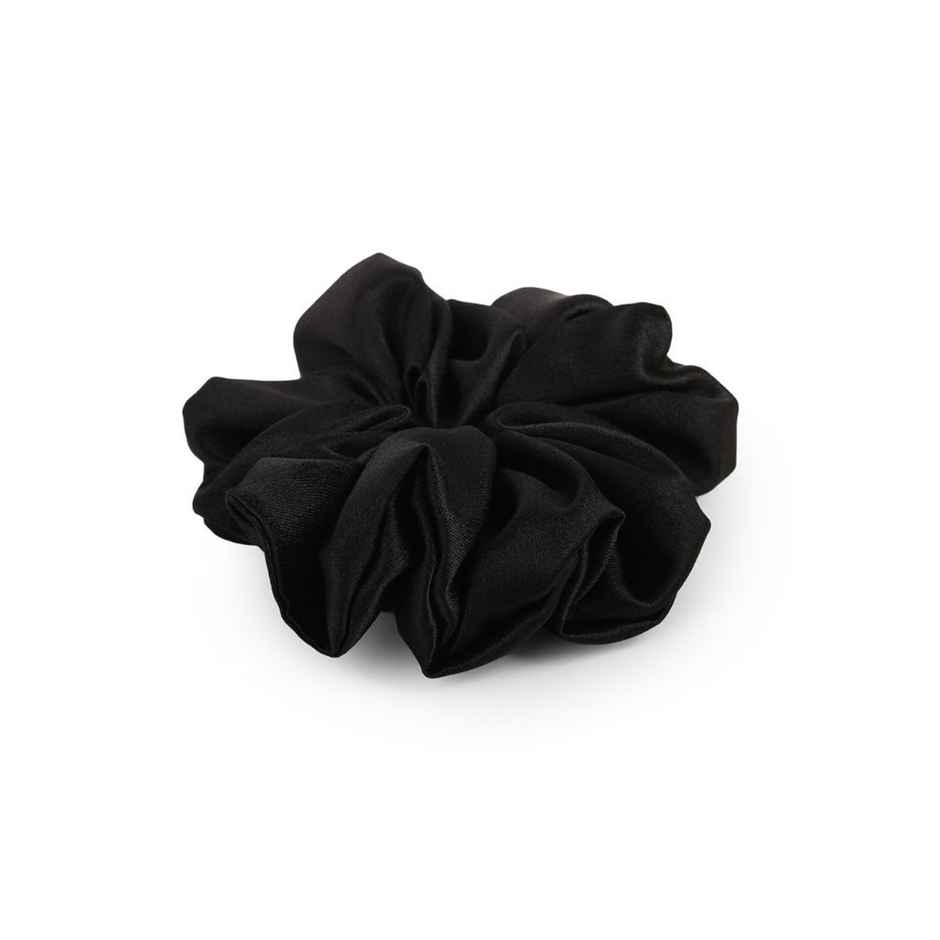 Mueras Silk Satin Hair Tie Scrunchie Black