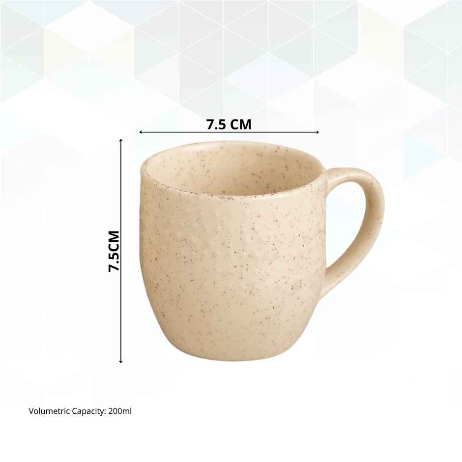 Clay Craft Fine Ceramic Apex Beige Coffee Mug Set Of 6 | Cups For Tea and Coffee