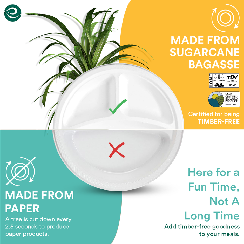 Eco Soul 10 Inch Round | 10 Count | 3CP Disposable Plate