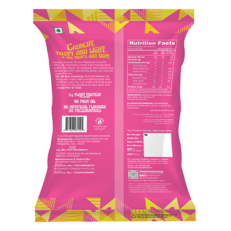 Taali Roasted Makhana - Ghee & Himalayan Pink Salt, Natural, Rich in Protein