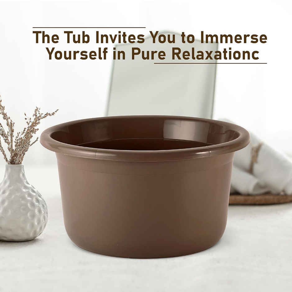 Kuber Industries Tub-Bucket with Mug Bathroom Combo Set|Set of 3|Brown