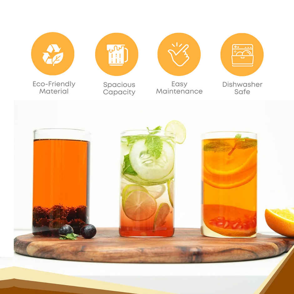 Yera Epitome Straight/Round 275 ml Water/Juice Glasses Tumbler Set 6 Pc