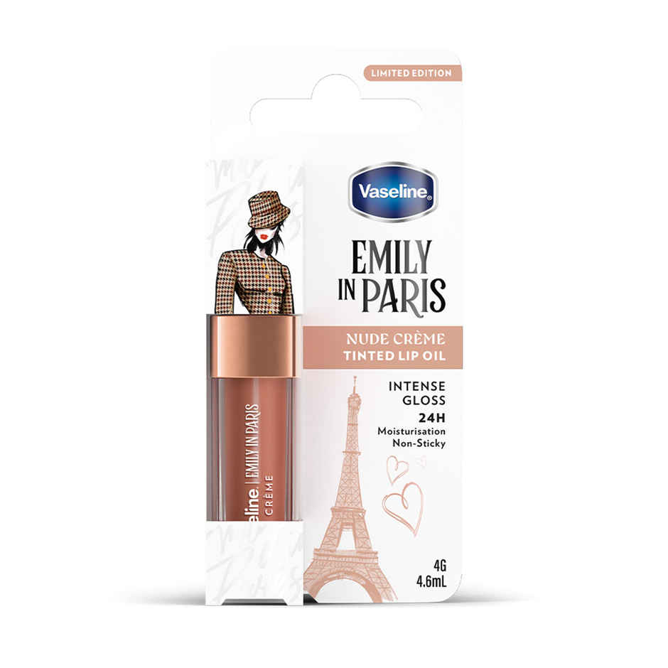 Vaseline Emily In Paris Nude Creme Lip Oil With Hyaluronic Acid & 24H Moisturisation