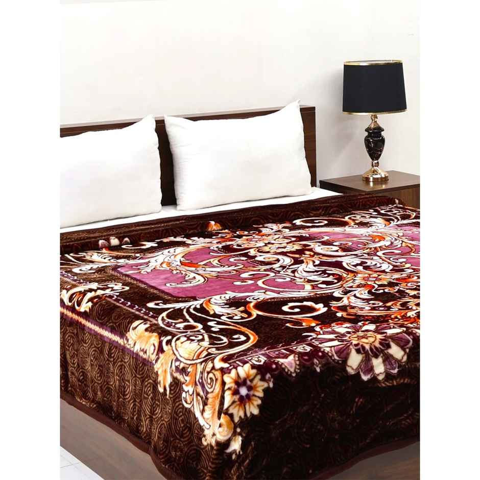 Signature 530 Gsm Polyester Pink Brown Mind Winter Super Soft Double Bed Mink Blanket