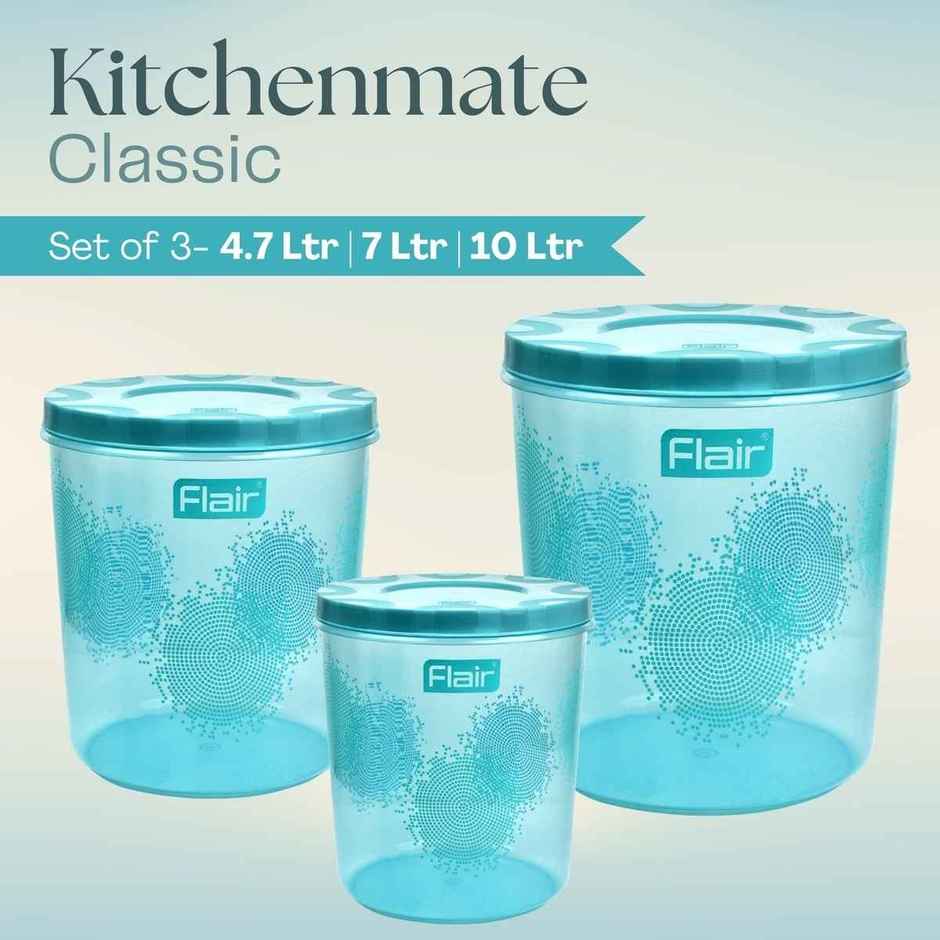 Flair Kitchen Mate Classic Containers Set-3 | 4700/7000/10000 ml | Blue