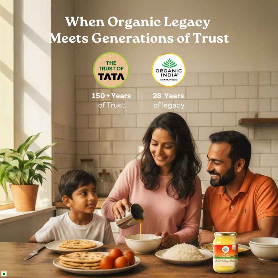 A Tata Product - Organic India Pure Bilona Ghee | Glass Bottle | Labs Tested On 250+ Parameters