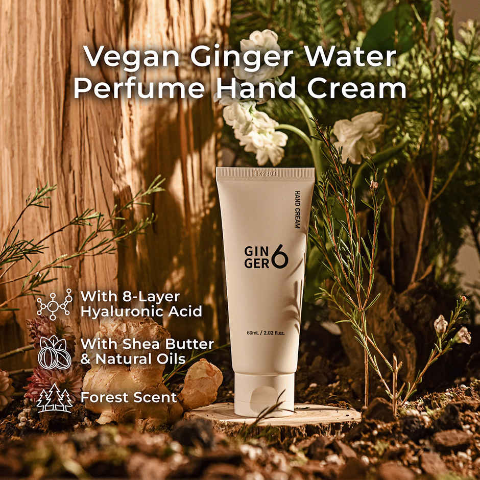 GINGER6 Hand Cream |Deep Moisture EWG Green Fermented Oil & Shea Butter | 8 Hyaluronic Acids