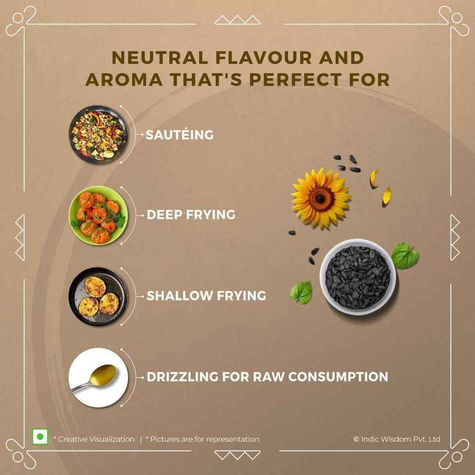 Indic Wisdom Sunflower Wood Pressed Oil | Cold Pressed | Extracted On Wooden Churner