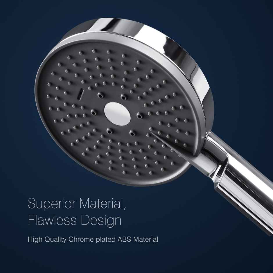 Hindware 3 Mode Hand Shower with 1.5 Meter Flexible Steel Hose Pipe & Wall Hook, Grey Finish