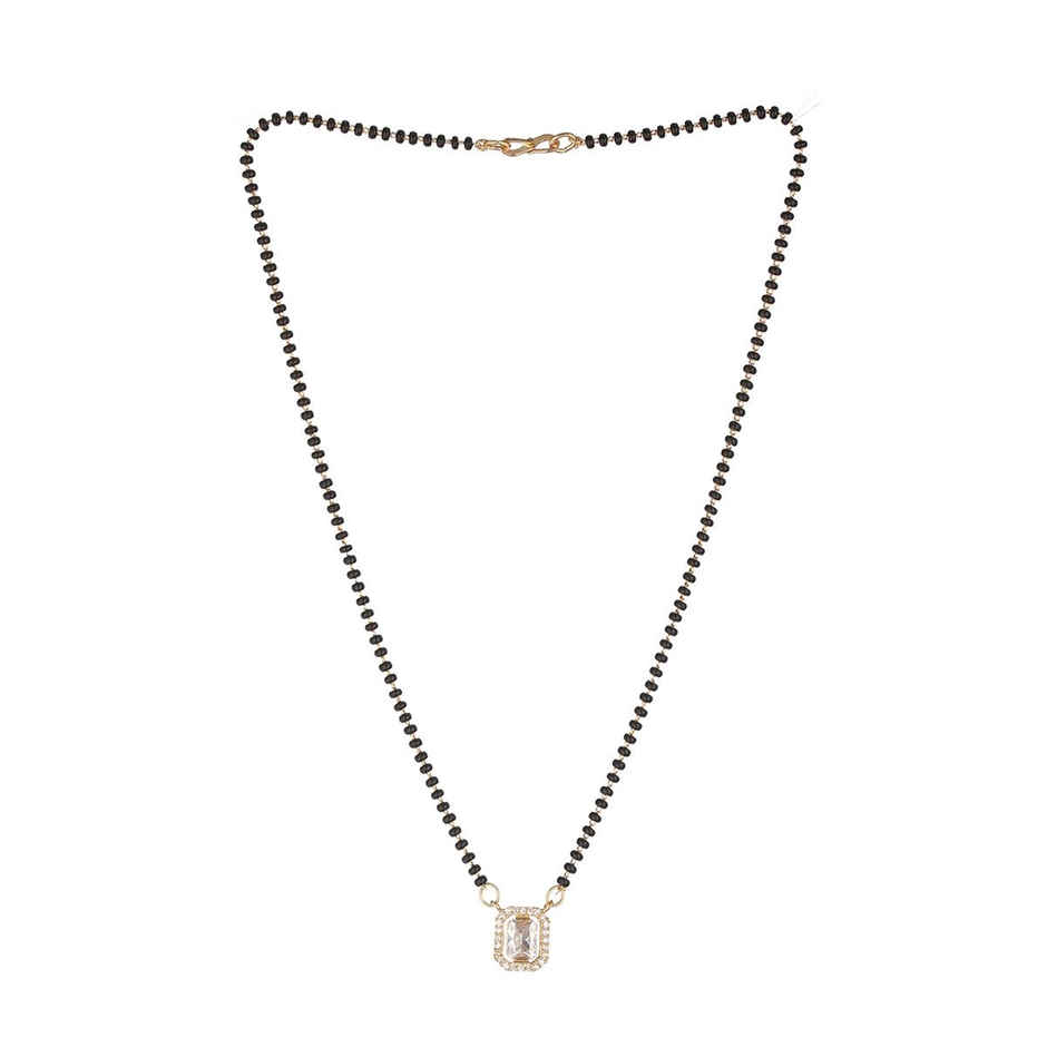 Priyaasi Studded Block Ad Black Beads Gold-Plated Mangalsutra