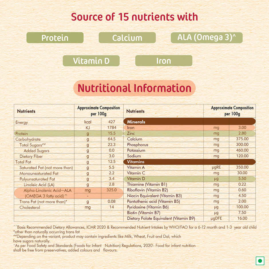 Nestle Cerelac Wheat Apple Baby Food Cereal, No Refined Sugar & No Preservatives, 6 to 24 Months