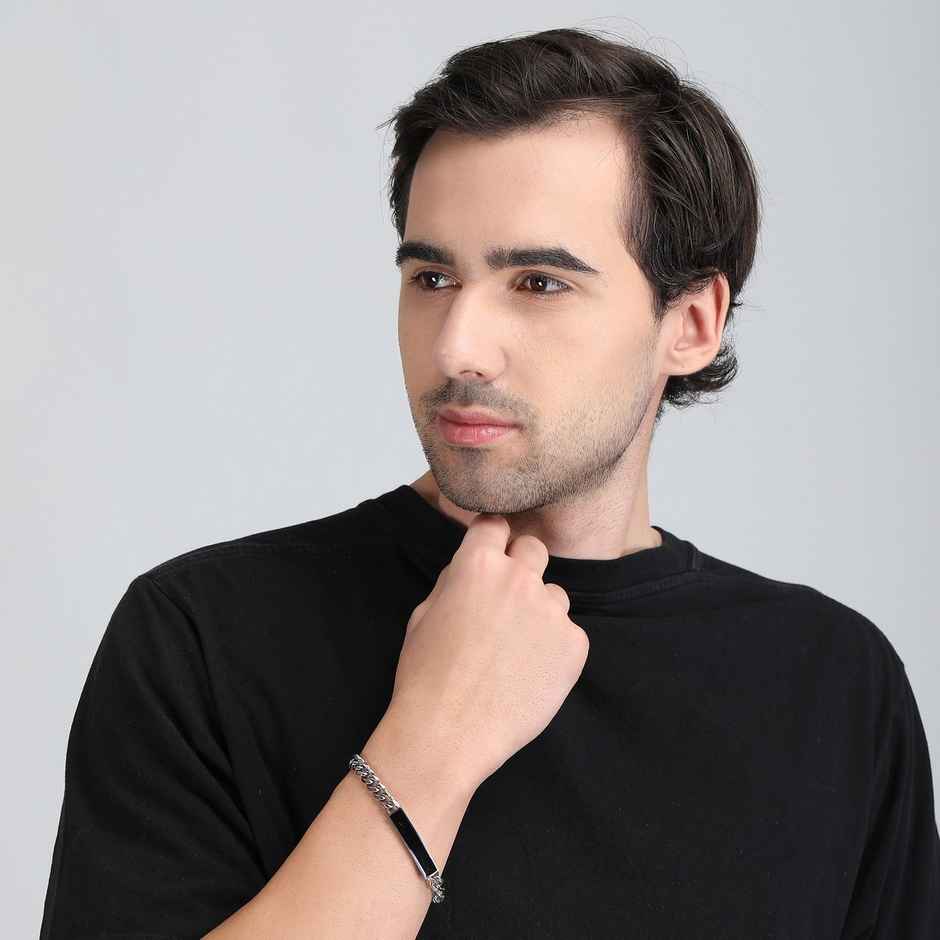 Fashion Frill Men's CURB Bracelet Silver Regular