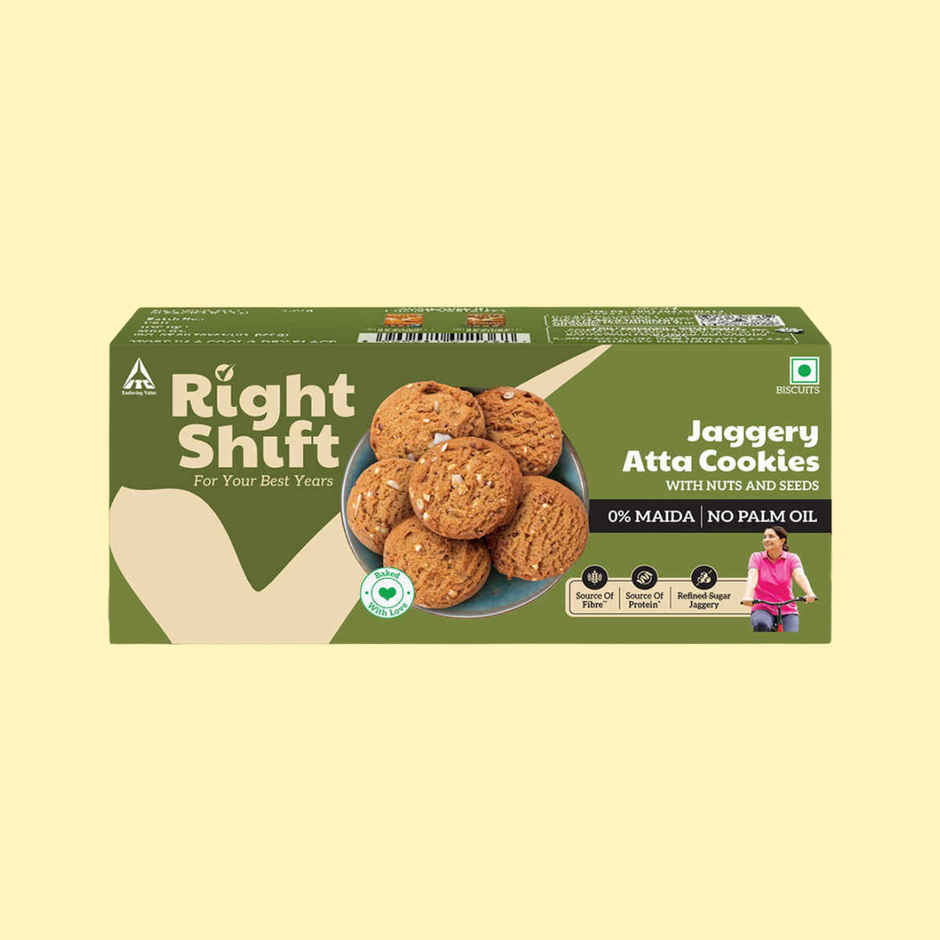 Right Shift Jaggery Atta Cookies | No Palm Oil, 0% Maida, Digestive Biscuits, Healthy Snack