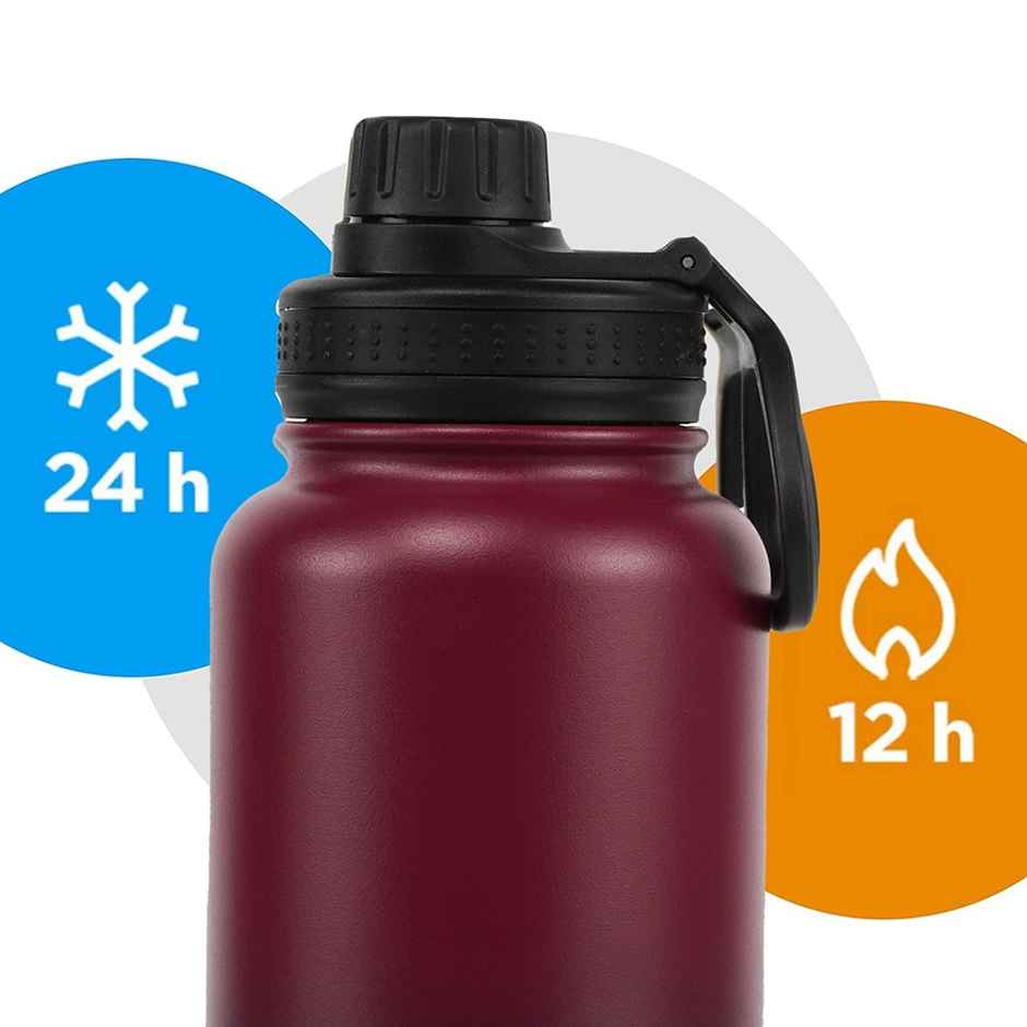 Solara Insulated Water Bottle | 1 L | For Travel, Office, School, Sipper Bottle | Dark Intentions