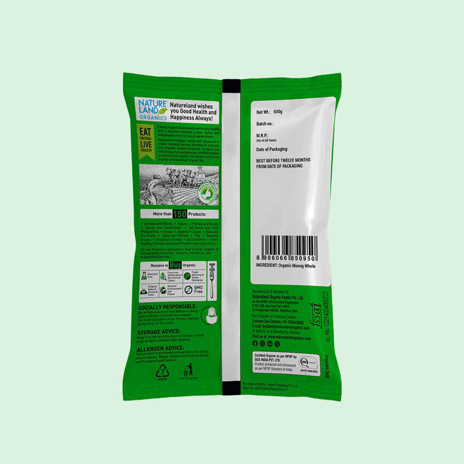 Natureland Organics Green Moong Dal Whole