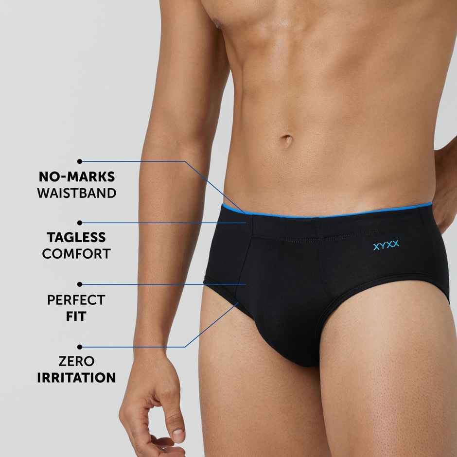 XYXX Men's Uno Modal Briefs pack of 2, Black & Dress Blue| M