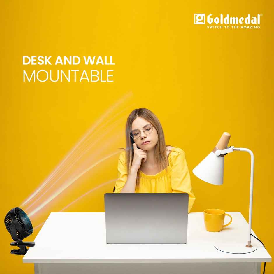 Gold Medal i-Fan 100mm Mini Portable Clip Fan | USB Charging | Desk Mountable & Multi-Clip Function | 3 Speed Modes (Black)