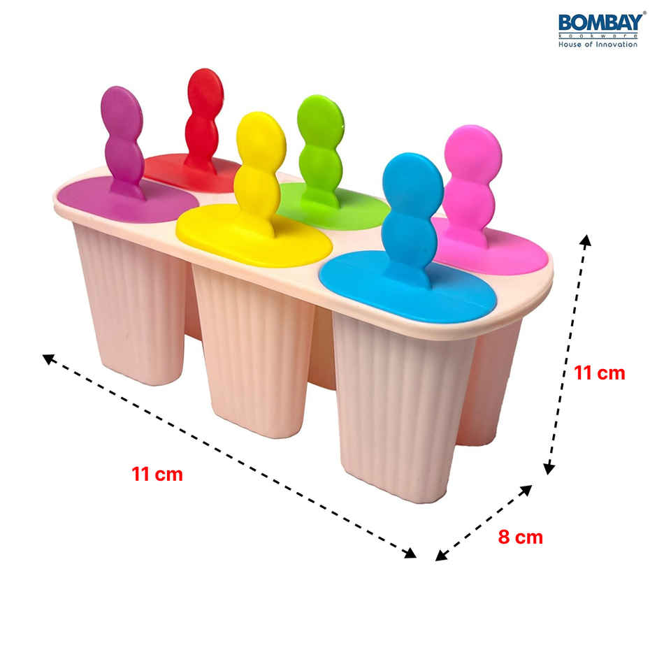 Bombay Kookware Manual Ice Cream Maker | 6 Popsicles Pink Colour Base