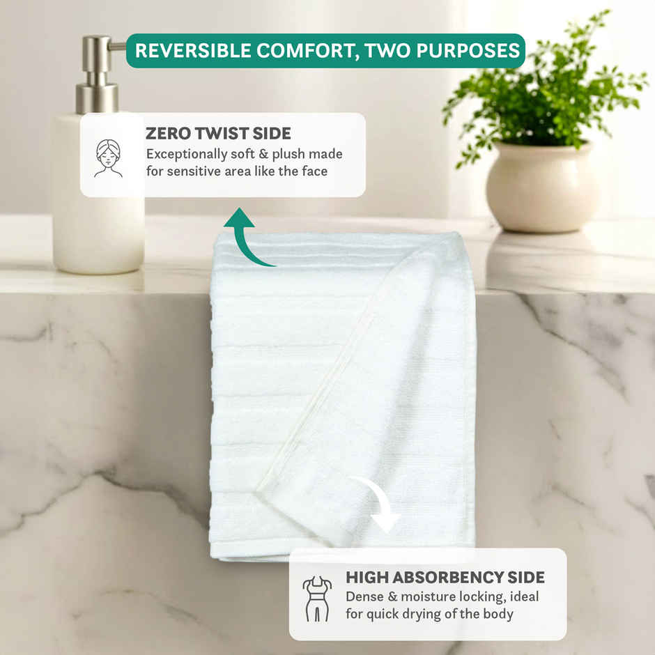 Mytrident Quick Dry Cotton Hand Towel Set | 16 x 28 in | White