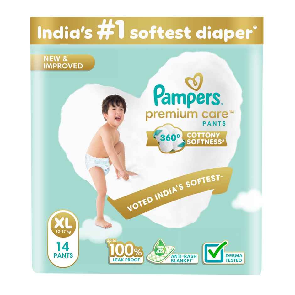 Pampers Premium Care Pants XL 14 | No Marks Design | India's Softest Diaper