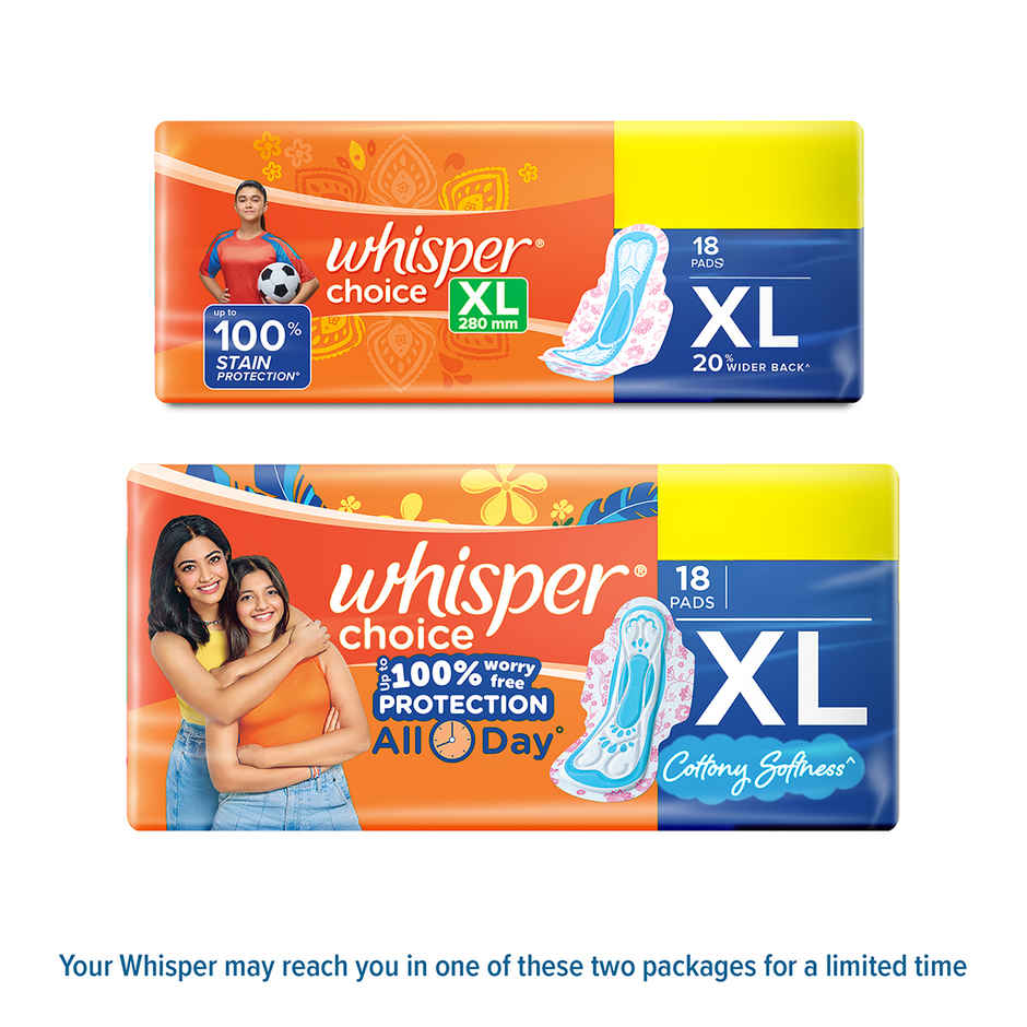 Whisper Choice Sanitary Pads | XL | 18 pcs
