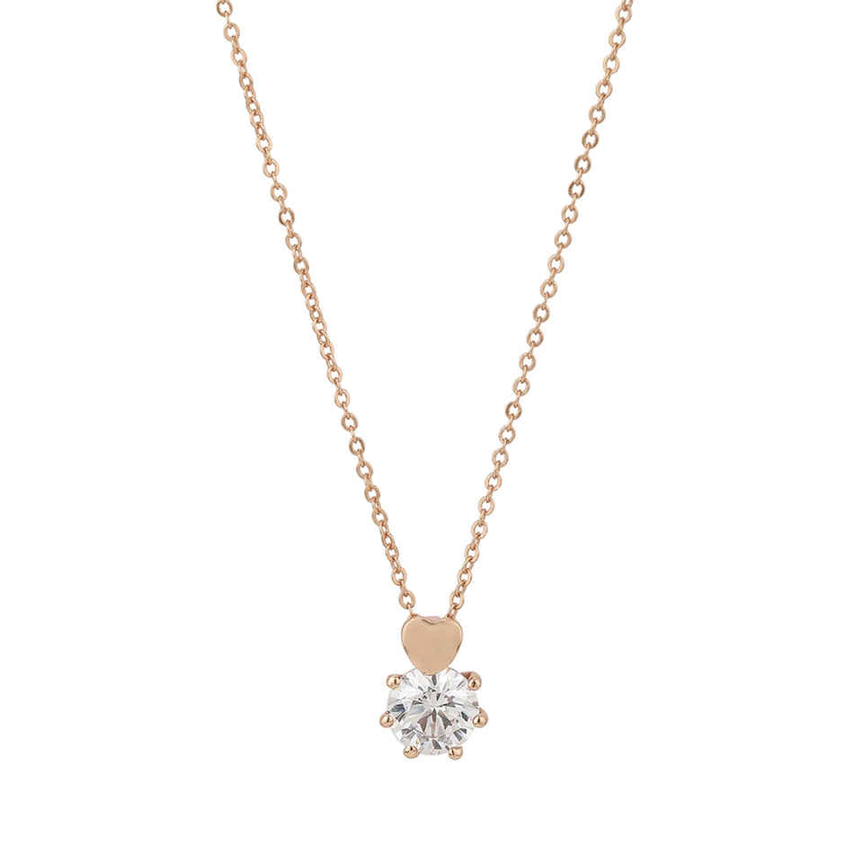 Carlton London 18kt Rose Gold Plated with Solitaire Pendant and Chain | FJN2304