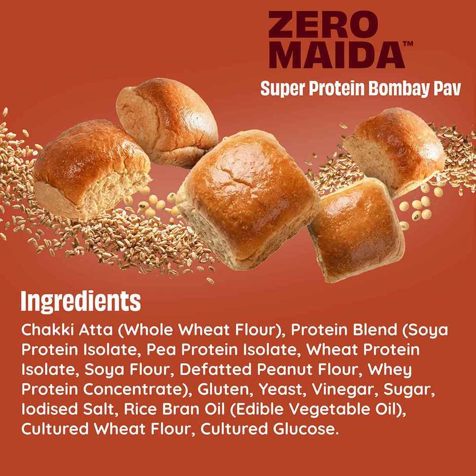 The Health Factory Super Protein Bombay Pav | Zero Maida | 34g High Protein | Whole Wheat Pav