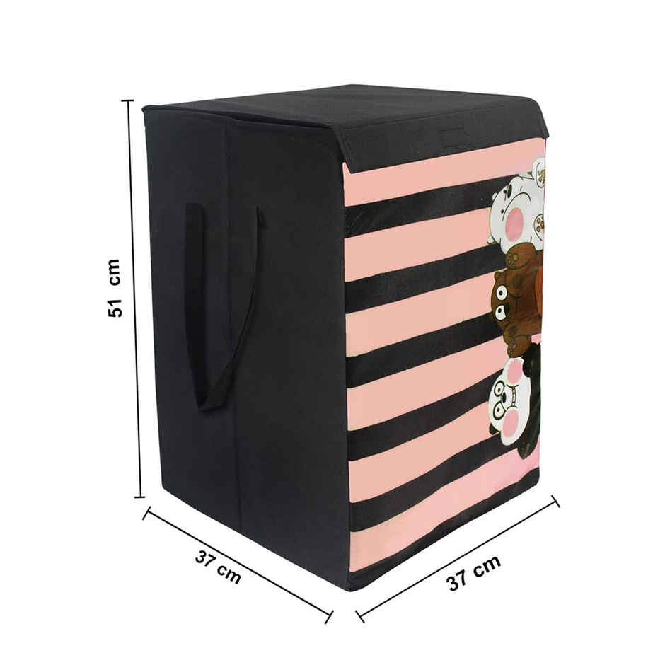 PrettyKrafts 75 L Panda Laundry Basket Set | Foldable Organizer with Lid