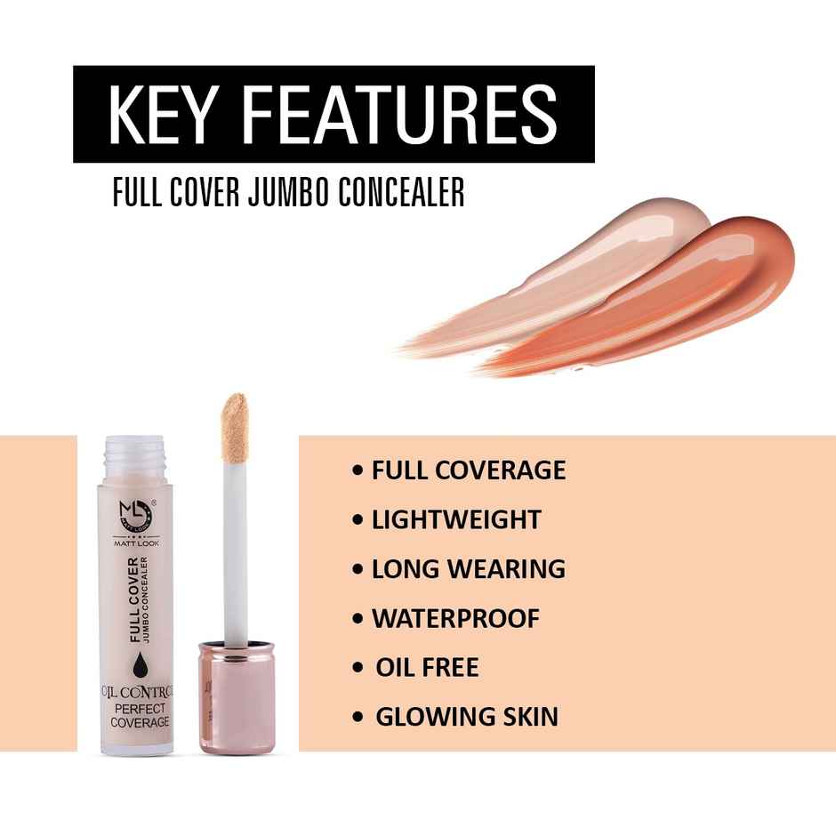 Mattlook Full Cover Jumbo Oil Control Perfect Coverage Face Liquid Concealer | White Ivory 01