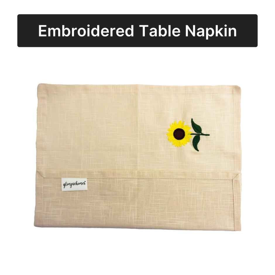 Glimpse Homes Amber Sunflower Cotton Slub Napkins |Set of 4|