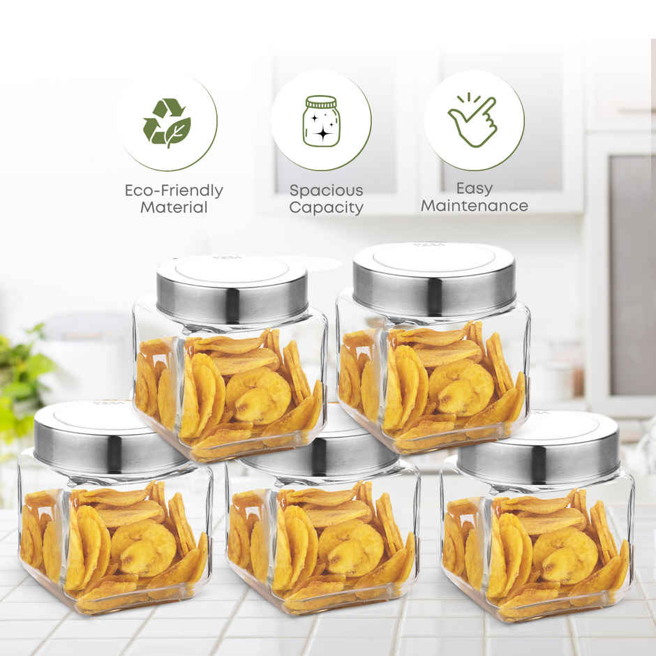 Yera Premium Glass Jar With Steel See - Thorugh Lids 6 pcs Jar Set 240 ml (Each)