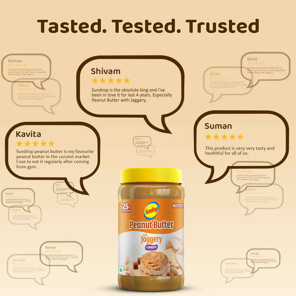 Sundrop Peanut Butter with Jaggery | Crunchy | With 25% Protein | No refined sugar