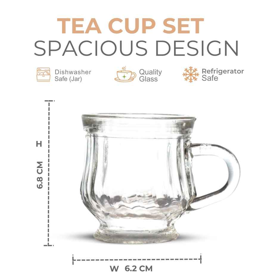 YERA GLASSWARE Comfort 6 pcs Glass Tea/Coffee/Green Tea Cup Set | 120 ml Each