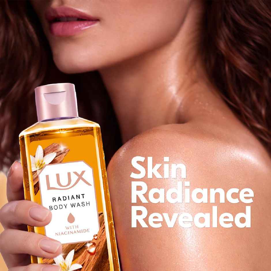 LUX Sandal Spell Bodywash, with Niacinamide, 245ml for Radiant & Bouncy Skin Feel