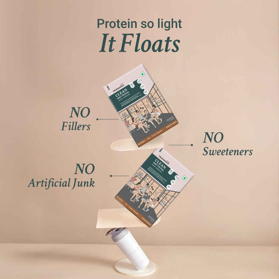 TrueBasics Clean Whey Protein Powder Isolate & Concentrate Blend (Chocolate )