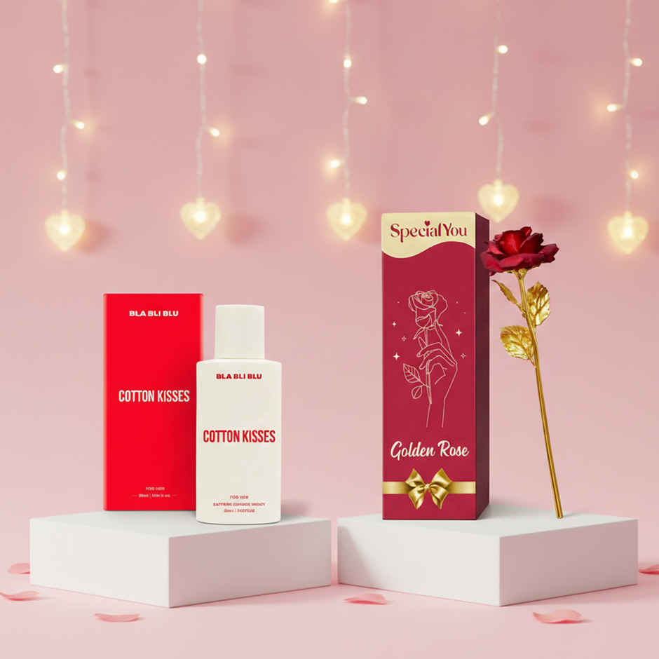 Bla Bli Blu Cotton Kisses Perfume For Women (90ml) & Red Metal Rose For Valentine'S Day (1pc) Combo