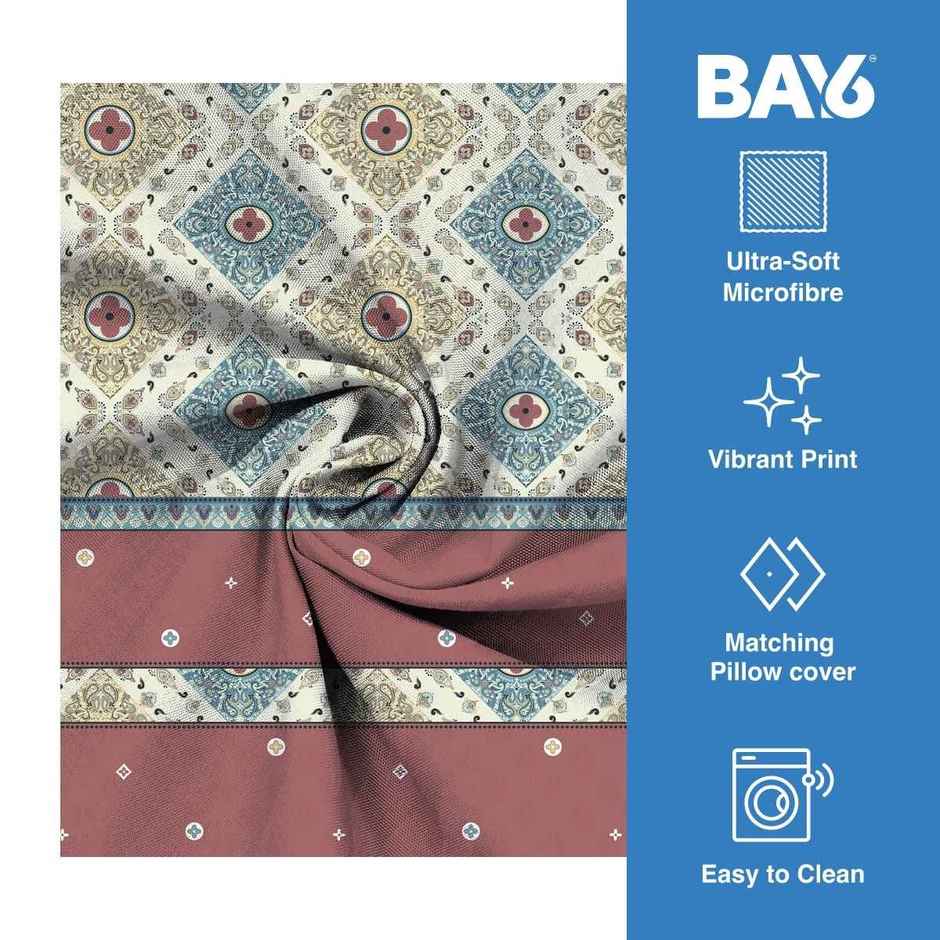 BAY6 Microfibre Floral Print Double Bedsheet | 220 x 240 cm + Two Pillow Covers
